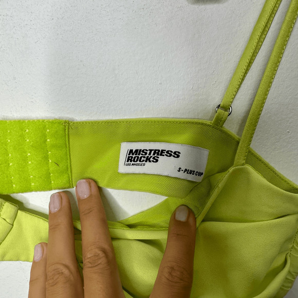 MISTRESS ROCKS balconette bra top lime green opaque Small 4-6 PLUS CUP - Picture 3 of 5